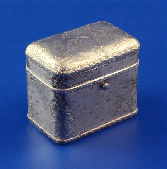 A late 19th/early 20th French engine turned silver snuff box, 2.25in.